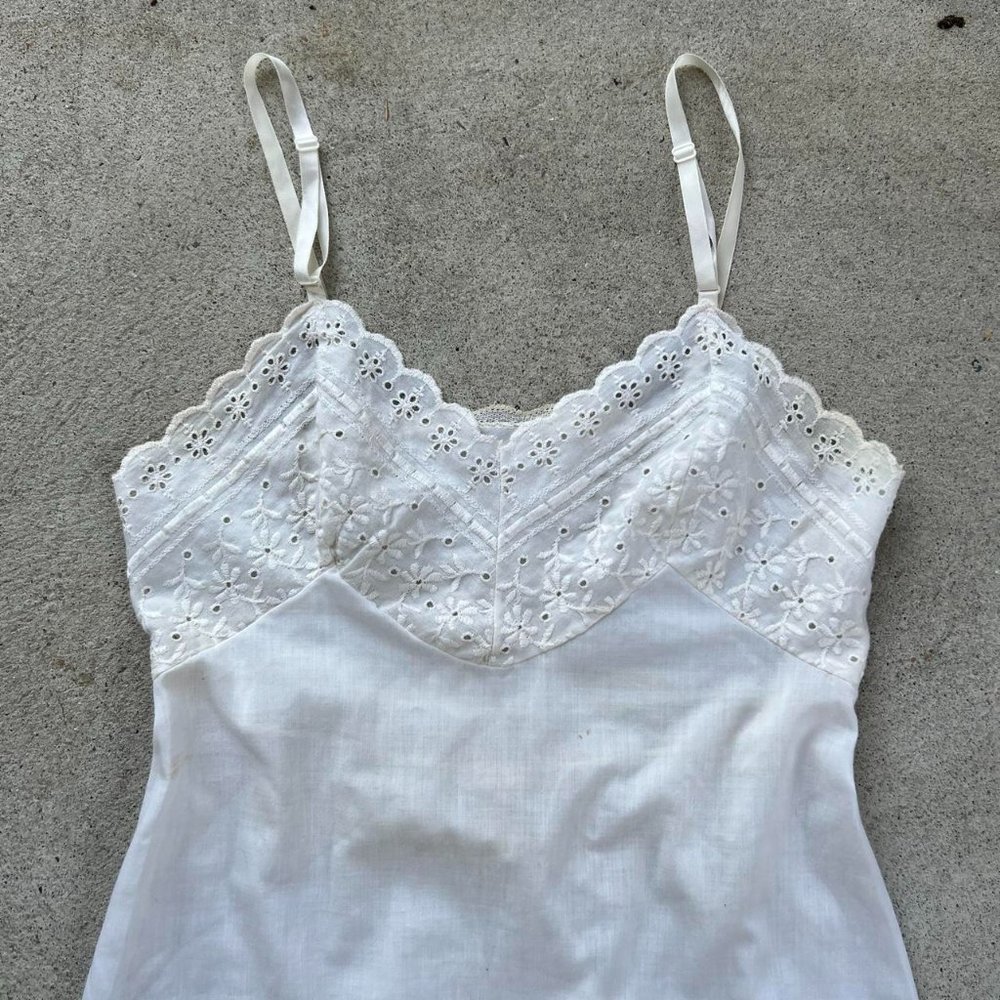 Women's White and Cream Dress Vintage White Lace Slip Dress